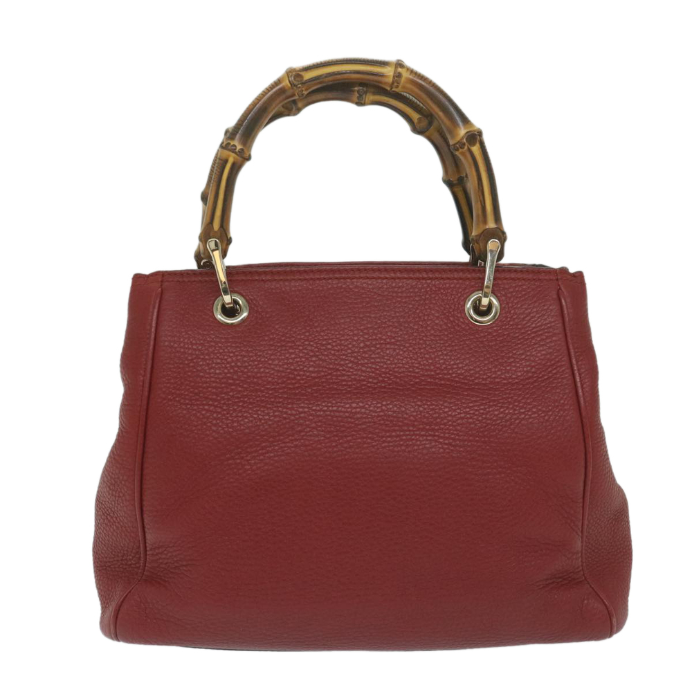 GUCCI Bamboo Hand Bag Leather Red 336032 Auth ep2891 - Picture 2 of 16